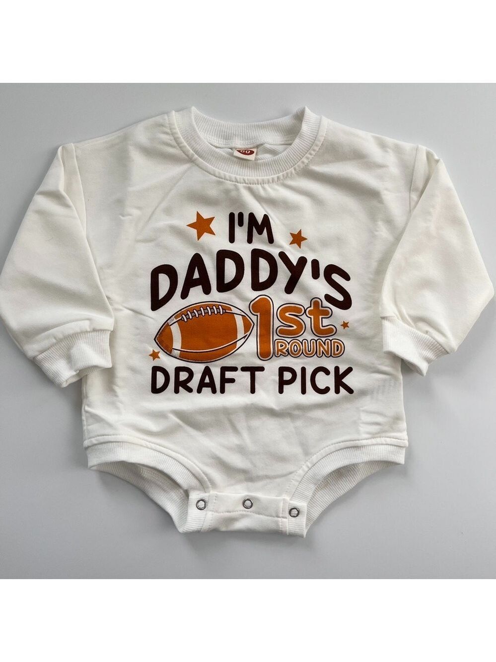 White‎ Baby Onesie with Football Print